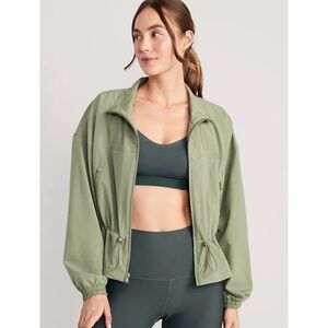 NEW OLD NAVY Loose StretchTech Cinched-Waist Jacket Olive Womens Size Medium